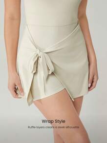 GLOWMODE FeatherFit™-Air 吸汗速干无袖前盖高领中长连衣裙低冲击日常休闲装可拆卸罩杯 - 米色 - 查看 4