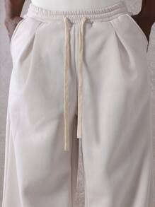 SUMWON Wide Leg Jogger Pants Pleated Front Athletic Sweatpants Comfort Fit Casual Loungewear With Drawstring Elastic Waist Winter Fall Workout Athleisure - Apricot - View 7