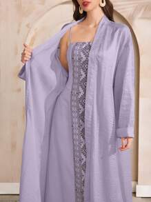Al Najma 2pcs Conservative Long Length Set Two Pieces Outfits For Women - Purple - View 7