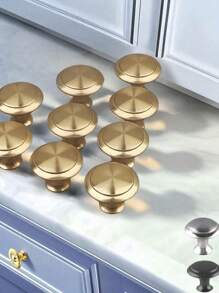 20 个装金色简约单孔橱柜抽屉拉手，圆形家具旋钮，适用于橱柜和衣柜门抽屉把手，极具吸引力的橱柜旋钮拉手简约把手，不锈钢厨柜复古把手，橱柜浴室现代门把手，厨房创意抽屉家具五金 - 彩色 - 查看 1