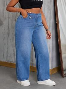 SHEIN SXY Quần Jeans Không Co Giãn Phong Cách Cowgirl Ngày Thánh Patrick Cỡ Lớn Cho Nữ Trang Phục Mùa Hè Cho Nữ Trang Phục Lễ Hội Trang Phục Cowgirl Gyaru Cho Nữ Trang Phục Cỡ Lớn Cho Nữ Trang Phục Làm Việc Cho Nữ Quần Áo Mùa Hè Cho Nữ - Màu xanh lam - Xem 4