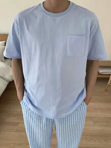 DAZY Blue T-Shirt And Loungewear Set For Men, Spring/Summer Pajama - Multicolor - View 5