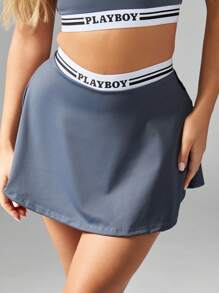 Missguided x Playboy Athleticwear Co-Ord Set Performance Sports Crop Top Skort Tennis Active Wear Dance Practice Workout Two Piece Set Spring Summer Collection - Royal Blue - View 6