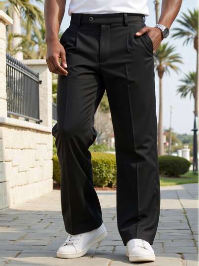 Manfinity Homme Spodnie męskie w jednolitym kolorze, kieszenie, proste nogawki, luźne, plus size