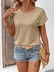Breezaya 女士短袖纯色圆领T恤，简约时尚，适合夏季