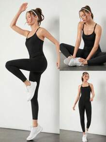 GLOWMODE 24 英寸 Powersculpt™-Air Power Hour 圆领运动健身紧身衣连体衣高强度跑步训练健身房日常运动服可拆卸罩杯 - 黑色 - 查看 8