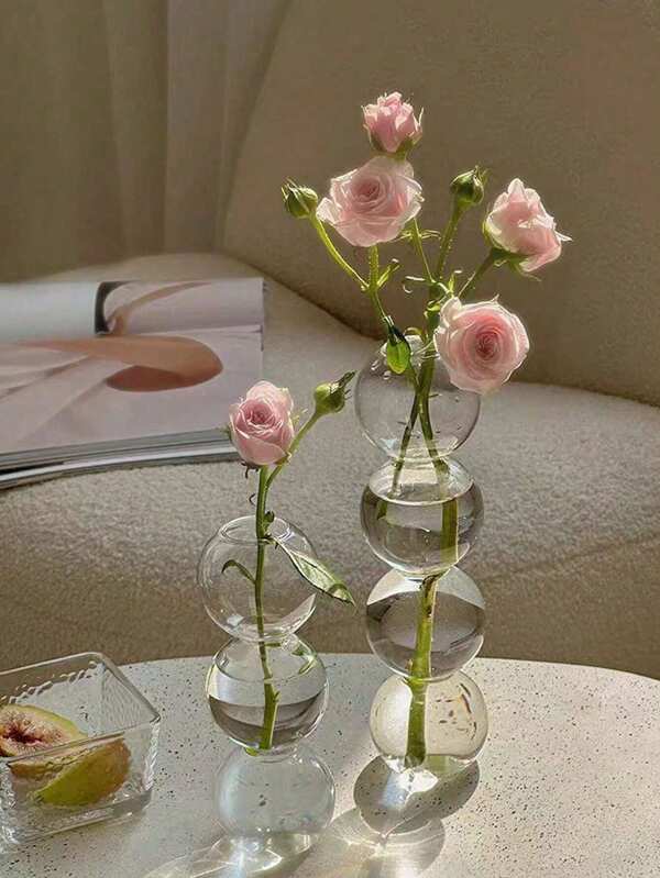SHEIN 1pc Ins Style Korean Transparent Bubble Glass Vase, Living Room Flower Arrangement, Office Or Home, Outdoor Niche Decoration, Bedroom Dorm Room Decor, Best Gift For Friends, Parents, Colleagues