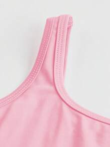 SHEIN 女童黑色运动连体裤紧身裤、弹力紧身短裤、舒适运动裤 - 淺粉色 - 查看 4
