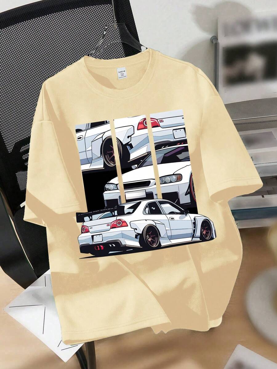 SHEIN T-shirt à manches courtes minimaliste décontracté pour garçons préadolescents, convenant pour l'été
