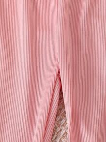 2 件装女婴纯色浅紫色罗纹盖袖上衣和长裤家居服套装 - 粉色 - 查看 7