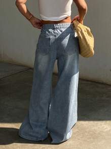 DAZY 女式水洗直筒休闲牛仔裤