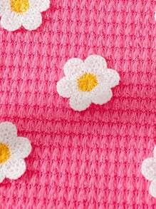 2 件套女婴夏季服装，刺绣无袖上衣 + 短裤 - 粉色 - 查看 6