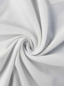 SHEIN LUNE Casual Women Ruffle Ribbed Short Sleeve T-Shirt, Minimalist And Fashionable For Summer - White - View 7