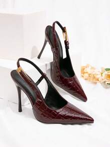 CUCCOO BIZCHIC Women's Ankle Strap Bowknot Decor High Heels, Work Shoes Burgundy Color Lolita Style For Christmas Spring Shoes - Burgundy - View 2