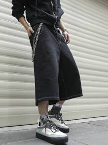 Claim Dot Plus Size Men's Pocket Loose Wide-Leg Casual Denim Shorts Street Hang Out College