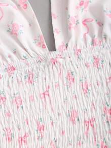 Sweetra Damesjurk met bloemenprint en riem, halternek, vakantiejurk
