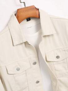 Manfinity Homme Men's Casual Apricot Denim Jacket With Long Sleeves Collar Neckline And Regular Fit For Everyday Style - Apricot - View 6