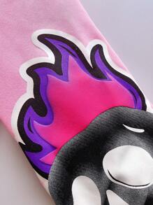 PAVTROS Streetwear para hombres Manfinity Streetrush, con una sudadera con capucha y cremallera en color rosa neón de alta calle con estampado de calavera. Esta sudadera utiliza una técnica de estampado en relieve tridimensional y muestra patrones de rock hip-hop. Es perfecta para combinar con baloncesto callejero.