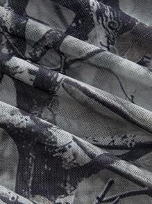 ROMWE Summer Tops Plus Size Women's Tree Branch Print Lace Splice Fashion Camisole - Multicolor - View 4