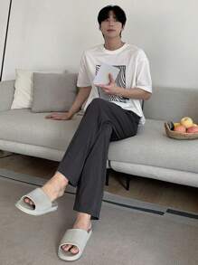 DAZY Summer Abstract Geometric Print T-Shirt With Men's Loungewear Set Pajama - Multicolor - View 7