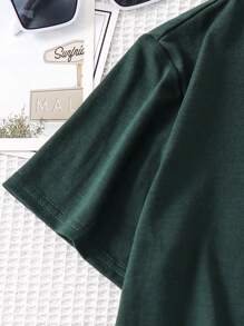 2pcs/Set Tween Boy Summer Casual Vacation Soft & Comfy T-Shirt With Coconut Tree Print & Elastic Waist Coconut Tree Print Shorts, Versatile Outfit For Spring/Summer, Suitable For Daily Wear, Outdoor Activities, School, Street, Party, Home - Multicolor - View 5