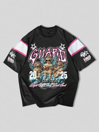 T-shirt ample à imprimé Cyber Ange