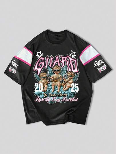 T-shirt ample à imprimé Cyber Ange