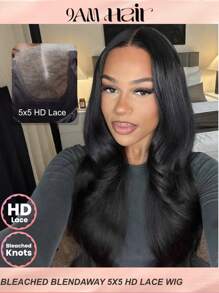 TrueHD 5x5 Thin HD BlendAway™ Pre Cut Pre Plucked Bleached Knots Lace Closure Glueless 3D Body Wave Affordable Wig ByeBye-Knots Match All Skin Tones 100% Human Hair - SNatural - View 1