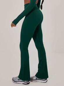 Musera Sport Gerippte Yogahose mit hoher Taille und Schlag, Aktivkleidung, Hose, Leggings für Padel, Tennis, Pickleball