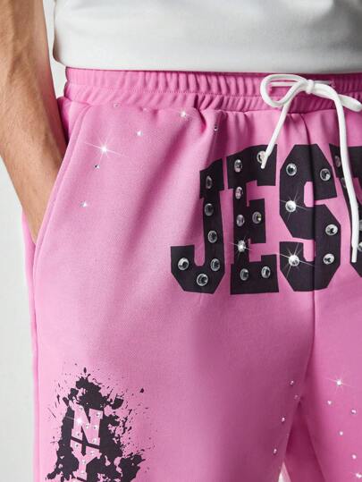 Prep Short décontracté pour hommes avec poche à nœud avant et imprimé lettre
