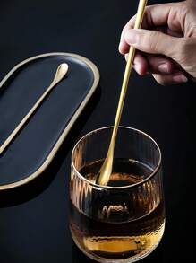 1pc Stainless Steel Mixing Spoon - Premium Quality For All Your Mixing Needs! Durable & Rust - Resistant, This Spoon Is Perfect For Kitchen, Bar, Or Cocktail Mixing. Ergonomic Design Ensures Comfortable Grip. Ideal For Stirring, Blending, And Serving. Upgrade Your Mixing Tools Now! - Gold - View 3