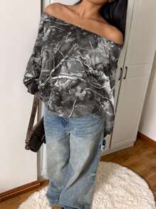 INAWLY Sudadera con capucha casual holgada con estampado de camuflaje para tallas grandes