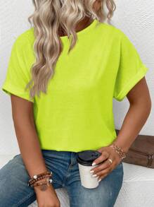 INAWLY Plus Size Dames Casual Losse Ronde Hals Top, Zomer