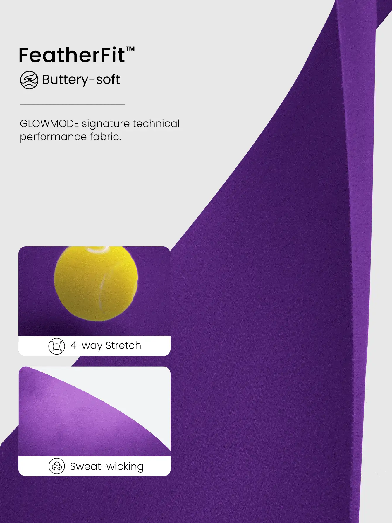 GLOWMODE Áo thun tay ngắn xếp ly có dây rút FeatherFit™ Focus hỗ trợ nhẹ cho phòng tập yoga tác động thấp - Màu tím  Violet - Xem 4