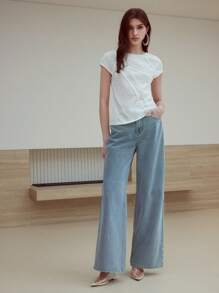 MOTF STUDIO CONTRAST LACE RAGLAN SLEEVE T-SHIRT