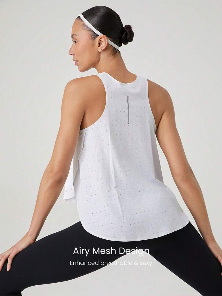 Canotta da allenamento attiva, pronta per la gara, ad asciugatura rapida, con collo alto, pannelli laterali curvi, riflettenti, per attività fisica, corsa, palestra, allenamento