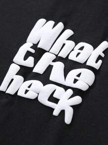 Manfinity EMRG 成熟男士休闲字母印花圆领短袖T恤，男士成熟休闲INS T恤，采用大字母字体泡沫印花设计，独特设计具有个性化，适合户外运动和休闲场合。 - 黑色 - 查看 3