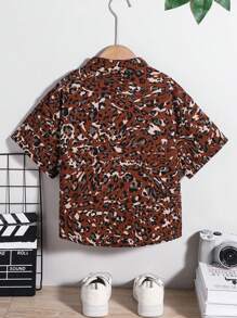 1 Piece Young Boy Casual Sports College Street Japanese And Korean Loose Fit With Leopard Print Shirt Suitable For Daily Use - Multicolor - View 4