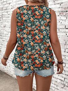 EMERY ROSE Top a canotta e canotta stile casual con stampa floreale ditsy su tutta la superficie, adatta per l'estate, disponibile in taglie comode