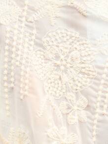 SHEIN Clasi بلوزة فضفاضة للنساء ذوات المقاسات الكبيرة بنمط فرنسي كاجوال وعطلة على الشاطئ، مزينة بأكمام وياقة طويلة مكشكشة وتطريز، أكمام قصيرة مناسبة للتنقل واجتماعات الشاي والحفلات - لون مشمشي - مشاهدة 6