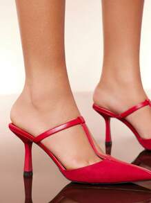SHUZIA 女士尖头高跟鞋，适合任何连衣裙，时尚鞋子 - 酒紅色 - 查看 3