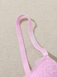 SHEIN 3pcs/Set Romantic Lace Supportive Adjustable Lingerie Bras, Sexy & Minimalist Design For Women