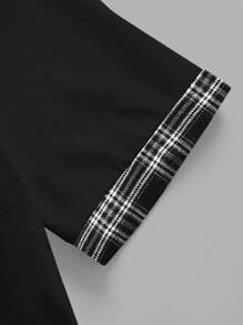 Manfinity BRENVOR Herren Lässiges Strick-Patch-Gewebe kariertes Slim Fit Kurzarm Poloshirt, geeignet für den täglichen Gebrauch