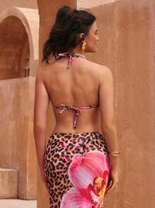 SHEIN Swim Top de bikini elegante con tirantes y estampado floral Swim Chic Sea-D para mujer en verano