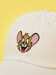 TOM & JERRY X SHEIN Cartoon Mouse Embroidered Casual Baseball Cap - Beige - View 4