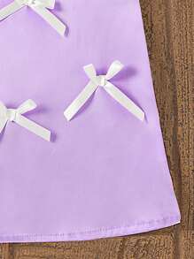 SHEIN Baby Girl White Summer Cute Bachelorette Birthday Bows Dress Sleeveless A-Line Dress With Lapel Comfortable,Fashionable,Formal Wedding Wear,Sweet - Purple - View 6