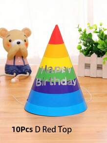 SHEIN 10 件彩虹派对装饰生日帽、生日派对创意三角帽、家居装饰、适合所有人的生日派对帽、艺术装饰礼品、 - 彩色 - 查看 7