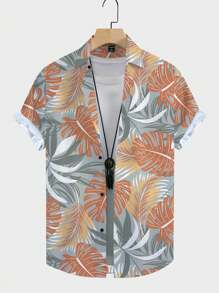Genlund Manfinity RSRT Men Tropical Print Beach Shirt Without Tee - Multicolor - View 3