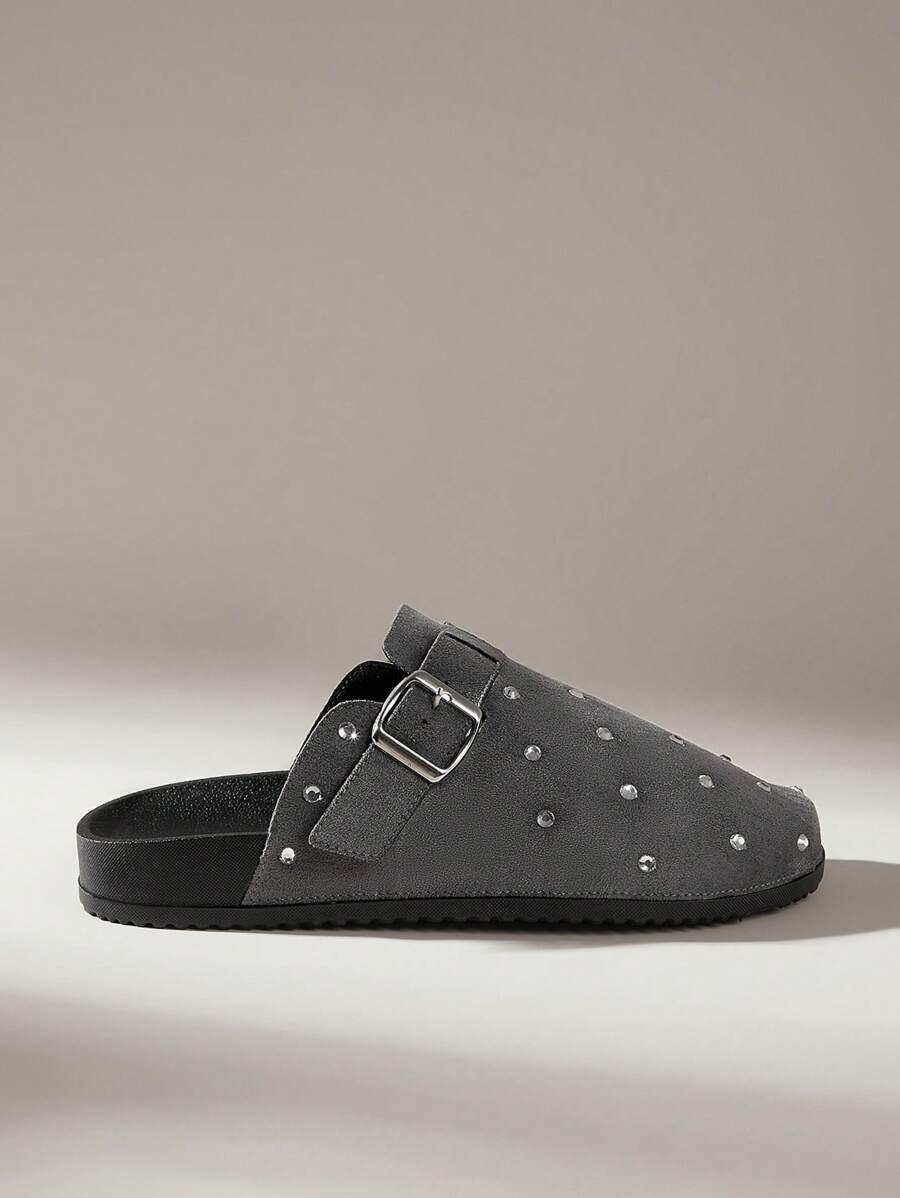 Solecia Women's Round Toe Fuzzy Slip-On Slippers, Practical & Versatile For Christmas - Dark Grey - View 1