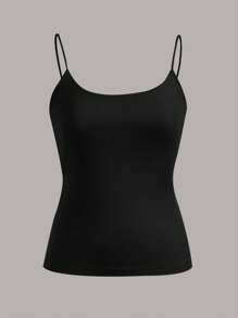 SHEIN EZwear 4pcs/Set Black, Navy Blue, Floral Grey, White Basic Cami Top, Suitable For Spring/Summer - Multicolor - View 7